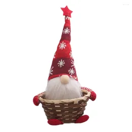 Storage Bottles Christmas Candy Basket Gnome Weaving Decorative Light House Decorations Home