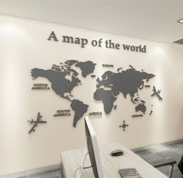 European Version World Map Acrylic 3D Wall Sticker For Living Room Office Home Decor World Map Wall Decals Mural for Kids Room Y208607218