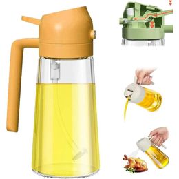 In Glass & Dispenser, Upgraded Sprayer Cooking, 2 in 1 Olive Dispenser Kitchen, Oil Mister Spray Bottle for Air Fryer, Salad, Frying, BBQ (600ml,Orange)