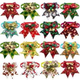 Dog Apparel Christmas Supplies Tie Bow For Style Small Dogs Collar Holiday Cat Snowman Pet Tree Grooming