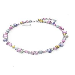 Swarovskis Necklace Sailormoon Flowing Light Colourful Candy Necklace for Women Using Swallow Element Crystal Rainbow White Snake Bone Chain top quality 24ss 326