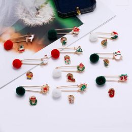 Brooches Fashion Retro Christmas Merry Brooch Tree Gloves Sock Snowman Long Needle Tassel Chain Pin Year Party Jewellery Gift
