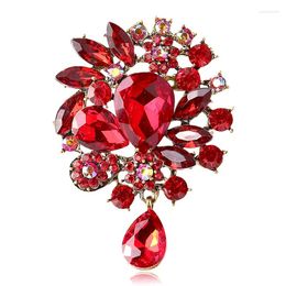 Brooches Big Crystal Waterdrop Pins For Women Banquet Luxury Wedding Party Daily Jewellery Scarf Suit Pin Accessories Gift