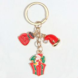 New Cute Enamel Keychain Christmas Tree Bell Snowman Ring Santa Claus Key Chains Xmas Gifts For Women Men Handmade Jewellery