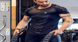 Compression Quick dry Tshirt Men Running Sport Skinny Short Tee Shirt Male Gym Fitness Bodybuilding Workout Black Tops Clothing4421075