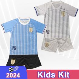 2024 Uruguay Kids kit Soccer Jerseys N. DE LA CRUZ L. RODRIGUEZ G. DE ARRASCAETA R. BENTANCUR F. VALVERDE Home Away Football Shirts