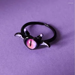 Cluster Rings KADRUFI Bat Monster Funny Anime Eyes Halloween Finger Women Goth Cute Animal Eye Opening Ring Adjustable Party Jewellery
