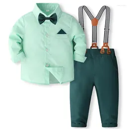 Clothing Sets 4Piece Spring Autumn Kids Clothes Boys Korean Fashion Gentleman Long Sleeve Baby Tops Pants Toddler Boutique Outfits BC1255