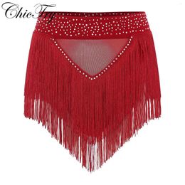 Stage Wear Womens Jazz Dance Skirt Tassel Fringe Ballroom Latin Salsa Tango Samba Rumba Dancing Performance Costume Dancewear