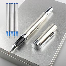 Luxury Silver Plating Ballpoint Pen Metal Ball Pens For School Stationery Plume Penna Stilografica Vulpen Boligrafo 3732