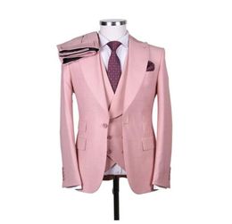 Men039s Suits Blazers Italian Business Pink Men Slim Fit Costume Homme Wedding Groom 3 Pieces Terno Masculino Prom Jacket Pan2566371