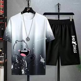 Men's Tracksuits Trendy Summer Shorts Set Gym Outfit Student Short Sleeve T-shirt 2 Piece Men Casual Clothing Joggers