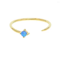 With Side Stones 2024 Latest 925 Sterling Silver Delicate Minimal Opal Cz Band Simple Ring For Lady Adjust Opening Gold Colour Tiny Stacking