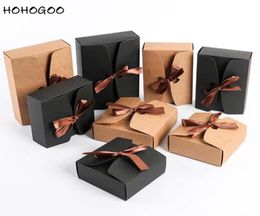 HOHOGOO 30pcslot Bowknot Kraft Boxes Brown Black Baby Shower Party Valentine039s Day Gift Wedding Favor Packaging Gift Boxes7088830