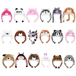 Berets Warm Hat With Ear Flaps Funny Party Cartoon Stuffed Animal Fleece For Kids