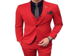 Mens Wedding Suits 2019 Red Suits Mens Oranje Pak Heren Royal Blue Party DJ Stage Costume Terno Slim Fit White Tuxedo5424885
