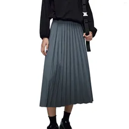 Skirts Women's Half Skirt Gray High-end Feeling Side Zipper Lazy Style Casual Versatile Midi Pleated