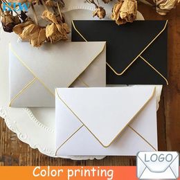 Gift Wrap 10Pcs/lot Luxury Gilding Pearlescent Paper Envelope Blank Letter Greeting Card Wedding Party Invitation 11x16.5CM