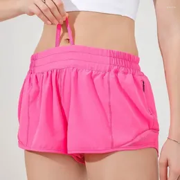 Women's Shorts Summer Fitness Ty Low Waist 2.5 Inch Quick Drying Running With Pocket Reflective Strip Yoga Wear Clothing