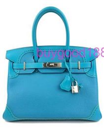 10A Biridkkin Designer Delicate Luxury Women's Social Travel Durable and Good Looking Handbag Shoulder Bag 30 Limited Turquoise Blue Handbag Hardware