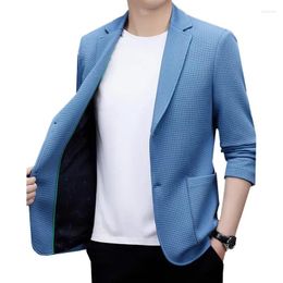 Men's Suits 2024 Business Social Set Jacket Black/Khaki/Blue Fashion Single Breasted Flip Collar Solid Colour Suit Coat