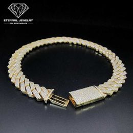 Factory Custom Men Hip Hop Iced Out 18inch Solid S925 10k 14k 18k Gold Yellow 10mm Moissanite Diamond Cuban Chain Link Necklace 240P