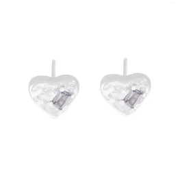 Stud Earrings Women's S925 Pure Silver Ear Irregular Heart Geometric Purple Zircon Classic Fashion Jewelry Couple Gift