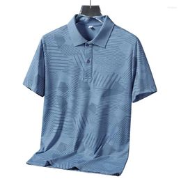 Men's Polos Print Ice Silk Polo Shirt Men Lapel Collar Short Sleeve Shirts Summer Breathable Male Business T Size M-5XL MY1048