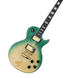 LP electric guitar with 6-string integrated design green body and quilted maple veneer high gloss rose wood fingerboard