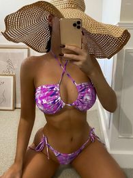 Women's Swimwear Sexy Bandeau Push Up Bikini Set Pleated String Bandage Bikinis Women Bathing Suit Beachwear Female Biquini Bather