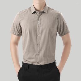 Men's Casual Shirts Elegant Fashion Harajuku Slim Fit Ropa Hombre Loose Sport All Match Shirt Button Stripe Thin Style Short Sleeve Blusa
