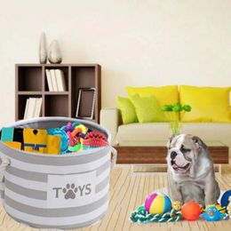 Dog Apparel Large Capacity Toy Storage Basket Foldable Round Pet Clothes Box Cartoon Pattern With Handle Sundries Organiser