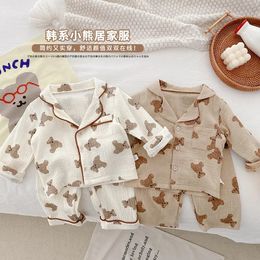 Spring and Summer Preschool Girls Pyjamas Childrens Clothing Baby Boys Pyjama Set 0-6 Year Old Girls Pyjamas 240509