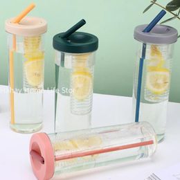 Water Bottles Plastic Bottle Portable With Straws Fruit Infuser Tea Juice Cup Fitness Sport Outdoor Travel Kettle Transparent