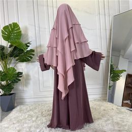 Ethnic Clothing Ramadan EID Hijab Cap Muslim Abayas For Women Arabic Prayer Islamic 3 Layers Shawls Full Cover Head Wrap Long Khimar