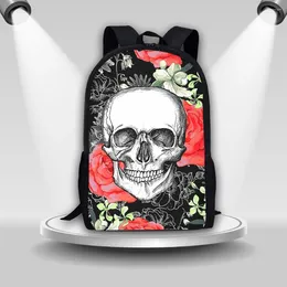 Backpack Coloranimal Skull Rose Printed Youth Stylish 17 Inch Large Capacity School Bags Women's Casual Fashion Design Travel Backpacks