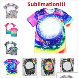 Party Favor Leopard Print Sublimation Bleached Shirts Heat Transfer Blank Bleach Shirt Polyester T-Shirts Us Men Women Supplies Colo Dhyme