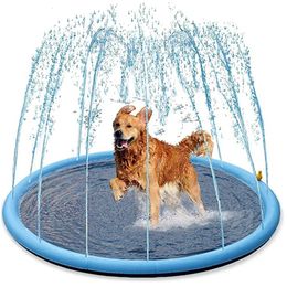 150/170cm summer pet swimming pool inflatable water slide mat game cooling mat outdoor interactive fountain toy 240507