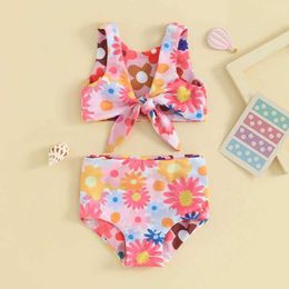 Two-Pieces One-Pieces Summer toddler swimsuit baby swimsuit beach swimsuit 2-piece swimsuit floral print vest PP shorts swimsuit WX5.22