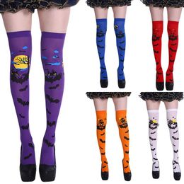 Women Socks Women's Over-the-knee Stockings Halloween Print Retro Fashion Long Tube Knee Dress Party Stocks Calcetines Mujer