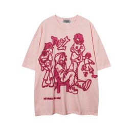 1988 Street Wear Pink Y2K T-shirt Funny Cartoon Pattern Tops Summer Harajuku Anime Pullover Mens Womens Hip Hop Hipster Tees 240510
