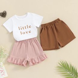 Clothing Sets Baby Girl Clothes Set Summer Toddler Girls Letter Print Short Sleeve T-Shirts Shorts Infant Fashion Outfit