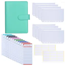 Gift Wrap A6 PU Leather Binder Cover With 8PCS Pockets Good For Keep Cash Coupons Passport Tickets Notes Cards Green