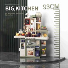 Kitchens Play Food Kitchens Play Food Simulation Kitchen Toy Steam Water spray Cooking Tableware Set 93cm Play House WX5.217452693
