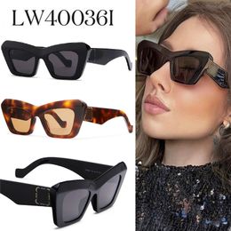 Womens Luxury Cat Eye Sunglasses Fashionable Rectangular Outdoor Sunshades High Quality UV400 Resistant Sunglasses with Box LW40036I