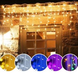 Strings LED Curtain Icicle String Lights 5M Christmas Garland Droop 0.4-0.6m AC 220V Garden Street Outdoor Decorative Holiday Light