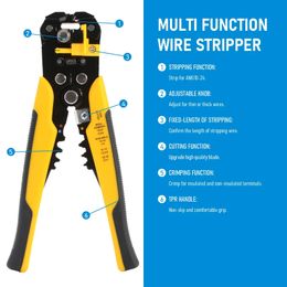 Crimper Cable Cutter Justerbar automatisk trådstripper Multifunktionell stripping Crimp -tång Terminal Handverktyg