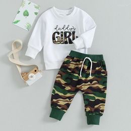 Clothing Sets Baby Girl Long Sleeve Embroidery Pullover Camouflage Pants Set Toddler Clothes Spring Fall Winter 2Pcs Outfits