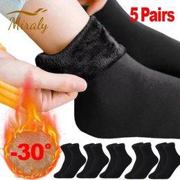 Women Socks 5Pairs Winter Warm Thicken Fleece Short Thermal Cashmere Wool Snow Velvet Boots Home Floor Calcetines Mujer