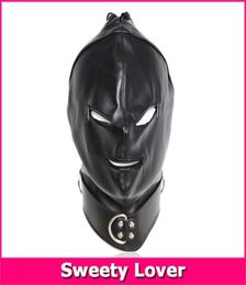 Sex Toys Black Faux Leather Full Sex Hood Mask Latex Fetish Bondage Hood with Eye Mouth Zipper Tailor Made Adult Games 179012087021